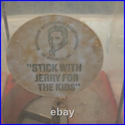 10¢ Candy/peanut Vending Machine Red Metal Base Clear plastic top vintage works