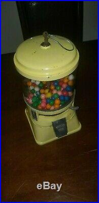 12 in tall 5 cent Vintage Candy Gumball Machine Bank Stand Glass Vending