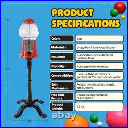 15 Gumball Machine with Stand & Coin Bank Vintage Glass Globe Candy Dispenser