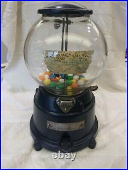 1910 National Novelty Vintage Penny Coin Op Gumball Vending Machine Restored