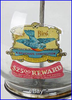 1915 Bluebird Universal Products Vintage 1 Cent Coin Op Gumball Vending Machine