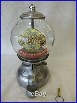 1915 Bluebird Universal Products Vintage 1 Cent Coin Op Gumball Vending Machine