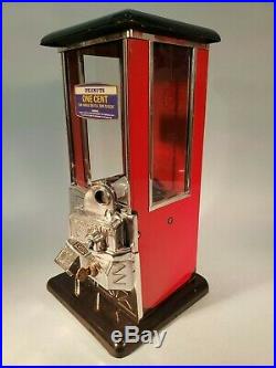 1923 Vintage Antique Black And Red Penny Master Gumball Peanut Vending Machine