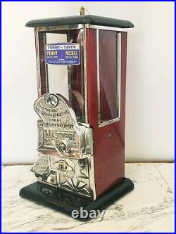 1923 Vintage Antique Black & Red Master Penny Nickel Gooseneck Peanut Machine