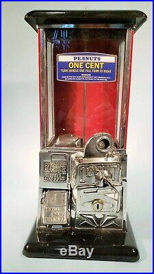 1923 Vintage Antique Black & Red Penny Master Gumball Peanut Vending Machine