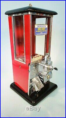 1923 Vintage Antique Black & Red Penny Master Gumball Peanut Vending Machine