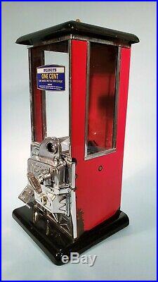 1923 Vintage Antique Black & Red Penny Master Gumball Peanut Vending Machine