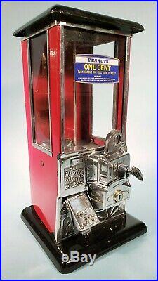 1923 Vintage Antique Black & Red Penny Master Gumball Peanut Vending Machine