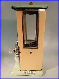 1923 Vintage Antique Green & Tan Penny Master Gumball Peanut Vending Machine