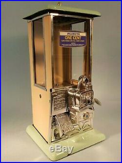 1923 Vintage Antique Green & Tan Penny Master Gumball Peanut Vending Machine