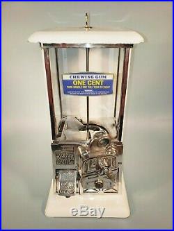 1923 Vintage Antique White Penny Master Gumball Peanut Vending Machine