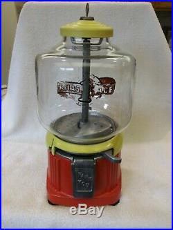 1930's Vintage Atlas Ace Penny Coin Op Bulk Vending Gumball Candy Peanut Machine