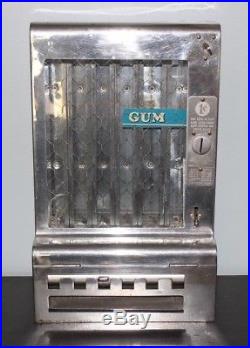 1930s Vintage Mills Automatic Gum Tab Vending Machine 1 Cent Penny w Weights Key