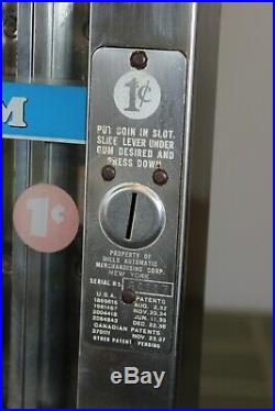 1930s Vintage Mills Automatic Gum Tab Vending Machine 1 Cent Penny w Weights Key
