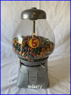1940s Blue Regal 5¢ Coin Gumball Candy Peanut Bulk Vending Machine VINTAGE