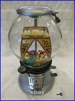 1946 Vintage Penny Columbus Model 46 Gumball Vending Machine Coin Op Restored