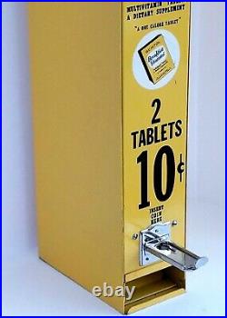 1950 GERITOL 10 cent Wall Hanging Vending Machine Coin-Op Dispenser & Key Works