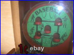 1958 COAST VENDING Baseball Gumball Machine works great but no key vintage