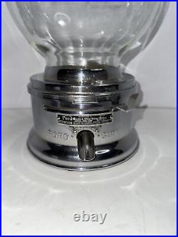 1 CENT GUMBALL MACHINE Vintage, Ford Gum Glass Globe Decals Peanuts Lions Club