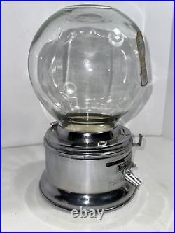 1 CENT GUMBALL MACHINE Vintage, Ford Gum Glass Globe Decals Peanuts Lions Club