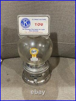 1 CENT GUMBALL MACHINE Vintage, Ford Gum with Plastic Globe FREE Shipping