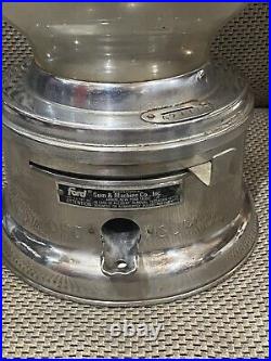 1 CENT GUMBALL MACHINE Vintage, Ford Gum with Plastic Globe FREE Shipping