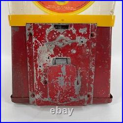 1c Vintage Hercules Metal Vending Bubble Gum Machine 1950's with Label Plastic Top