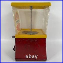 1c Vintage Hercules Metal Vending Bubble Gum Machine 1950's with Label Plastic Top