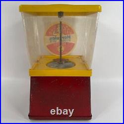 1c Vintage Hercules Metal Vending Bubble Gum Machine 1950's with Label Plastic Top