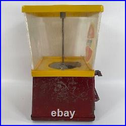 1c Vintage Hercules Metal Vending Bubble Gum Machine 1950's with Label Plastic Top