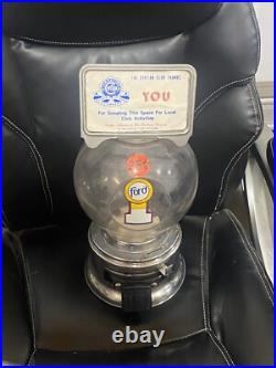 25 CENT GUMBALL MACHINE Vintage, Ford Gum with Plastic Globe FREE Shipping