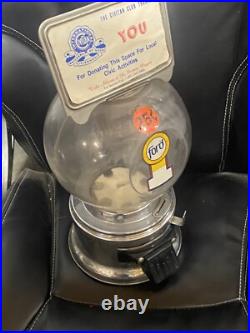 25 CENT GUMBALL MACHINE Vintage, Ford Gum with Plastic Globe FREE Shipping