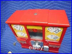 2 Cent Model Oak Premiere Gumball Poker Card Vintage Vending Machine