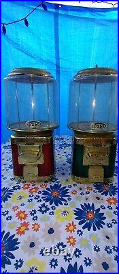 2 VINTAGE SEAGA 25¢ Quarter Bubble Gum Dispensing Vending Machine NO KEY