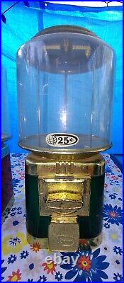 2 VINTAGE SEAGA 25¢ Quarter Bubble Gum Dispensing Vending Machine NO KEY