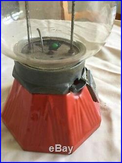 2-Vintage 1cent Northwestern Model Porcelain Glass Globe Gumball/Peanut Machine