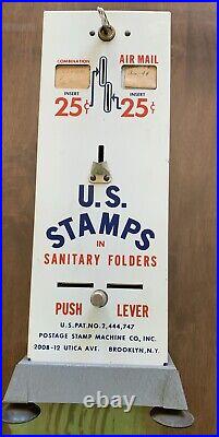 2-Vintage 25 Cent US Postage Stamp Dispenser Vending Machine 1 Key 1 For Parts