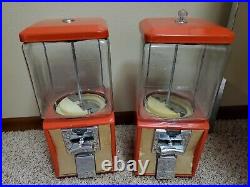 2 Vintage Northwestern Gumball Candy Vending Coin Machine red with Key Morris IL