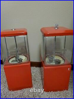 2 Vintage Northwestern Gumball Candy Vending Coin Machine red with Key Morris IL