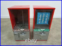 2 Vintage Toy'n Joy Five Ten Cent Capsule Vending Candy Machine Pair