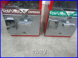 2 Vintage Toy'n Joy Five Ten Cent Capsule Vending Candy Machine Pair