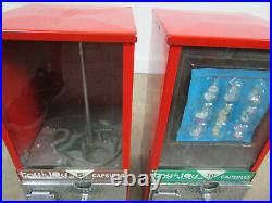 2 Vintage Toy'n Joy Five Ten Cent Capsule Vending Candy Machine Pair