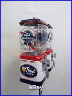 2 vintage Acorn glass globe gumball dispenser candy machine Pabst beer bar gift