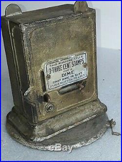 2 vintage Schermack Postage Stamp Vending Machines on rotating base 5 & 10 cent