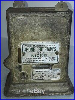 2 vintage Schermack Postage Stamp Vending Machines on rotating base 5 & 10 cent