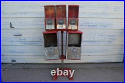 5 Vintage Northwestern & Oak Gumball Toy Candy Vending Machines & Stand
