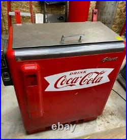 ANTIQUE Working Vintage coke slider chest cooler vending machine -Glad I GBV-50