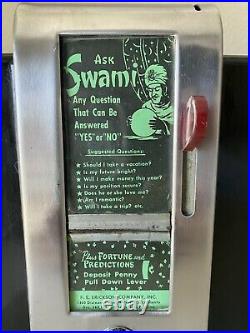 ASK SWAMI Vintage NAPKIN HOLDER FORTUNE TELLER Trade Stimulator With Cards
