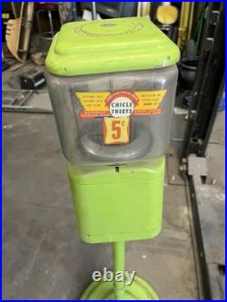 Acorn Gumball Machine Green Metal Collectible Vendor Vintage Withstand