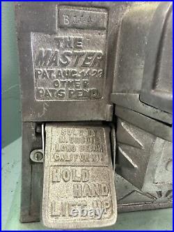 Antique 1920s The Master 1 Cent Mint Green Bubble Gum Vending Machine
